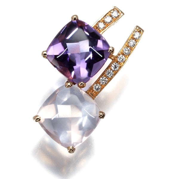 Gold Amethyst Rose Quartz Diamond 0.09Ct Pendant 18K 750 Rose: Gold Amethyst Rose Quartz Diamond 0.09Ct Pendant 18K 750 Rose This listing features Gold Amethyst Rose Quartz Diamond 0.09Ct Pendant 18K 750 Rose. Item specifics are provided below. Item Specifics: