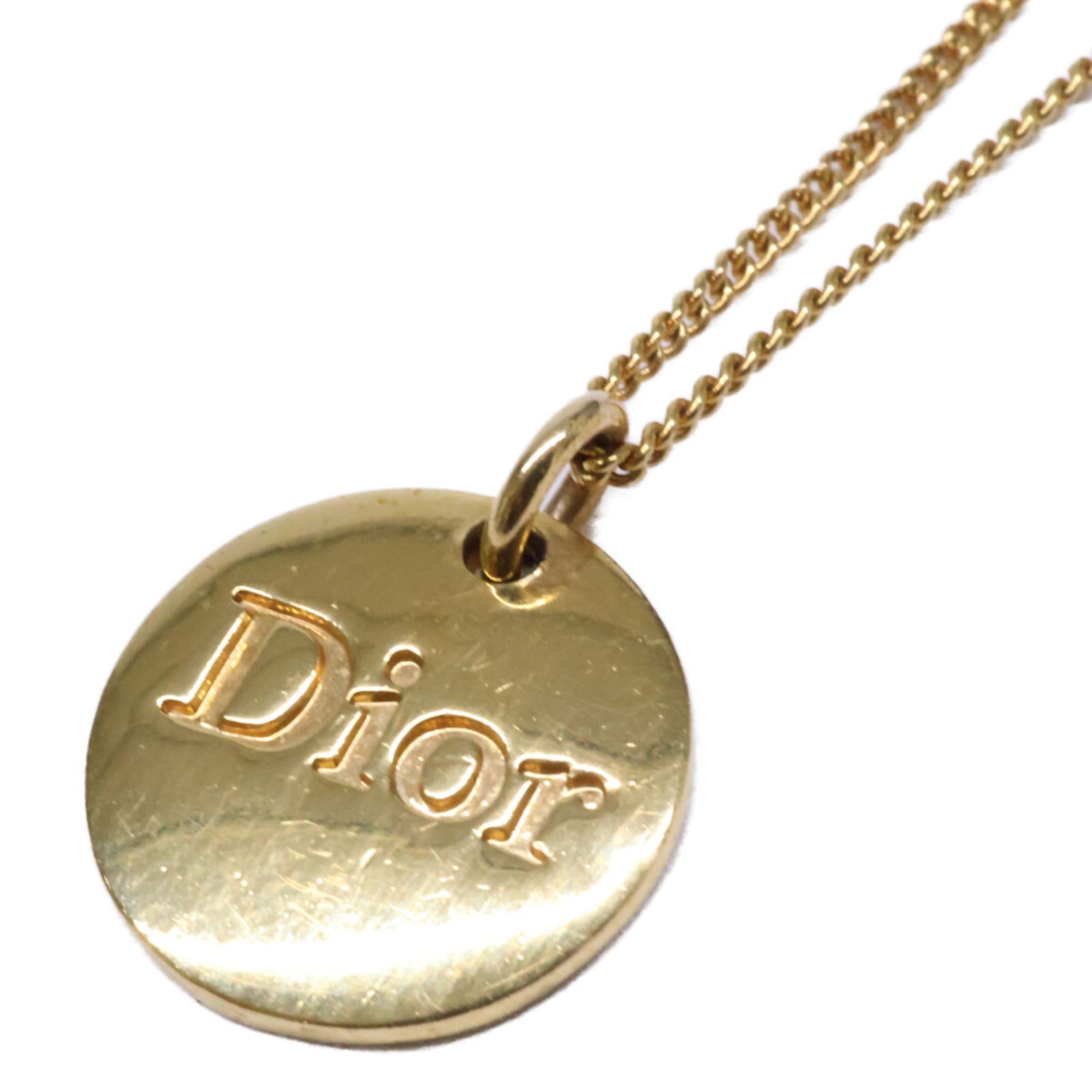 women's Christian Dior logo plate top chain necklace gold: women's Christian Dior logo plate top chain necklace gold This listing features women's Christian Dior logo plate top chain necklace gold. Item specifics are provided below. Item Specifics: Brand: