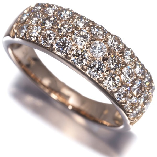 Gold Diamond 1.00Ct Paved Ring 18K 750 Rose (1 of 4)
