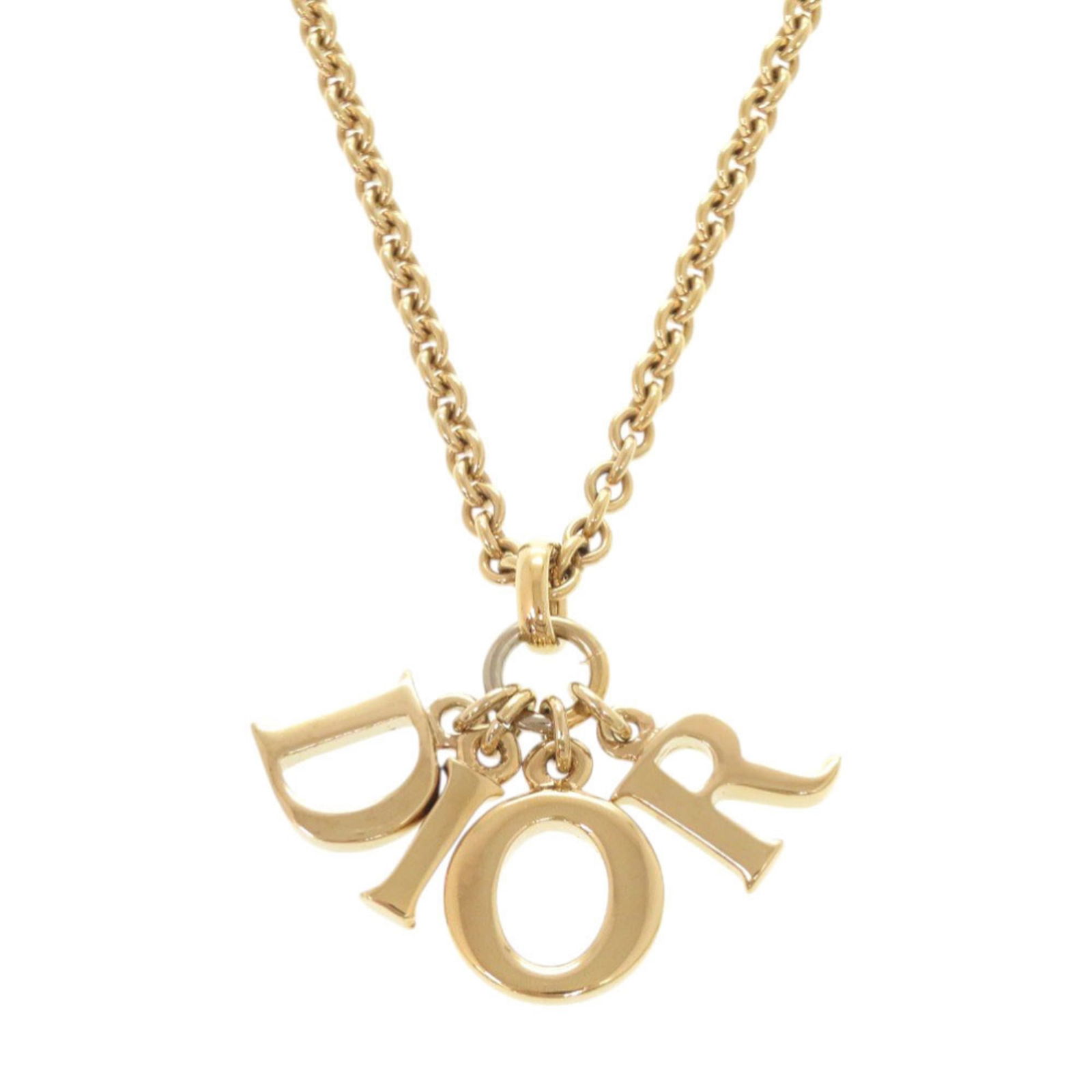 1041 Christian Dior Logo Metal Gold Necklace (1 of 7)