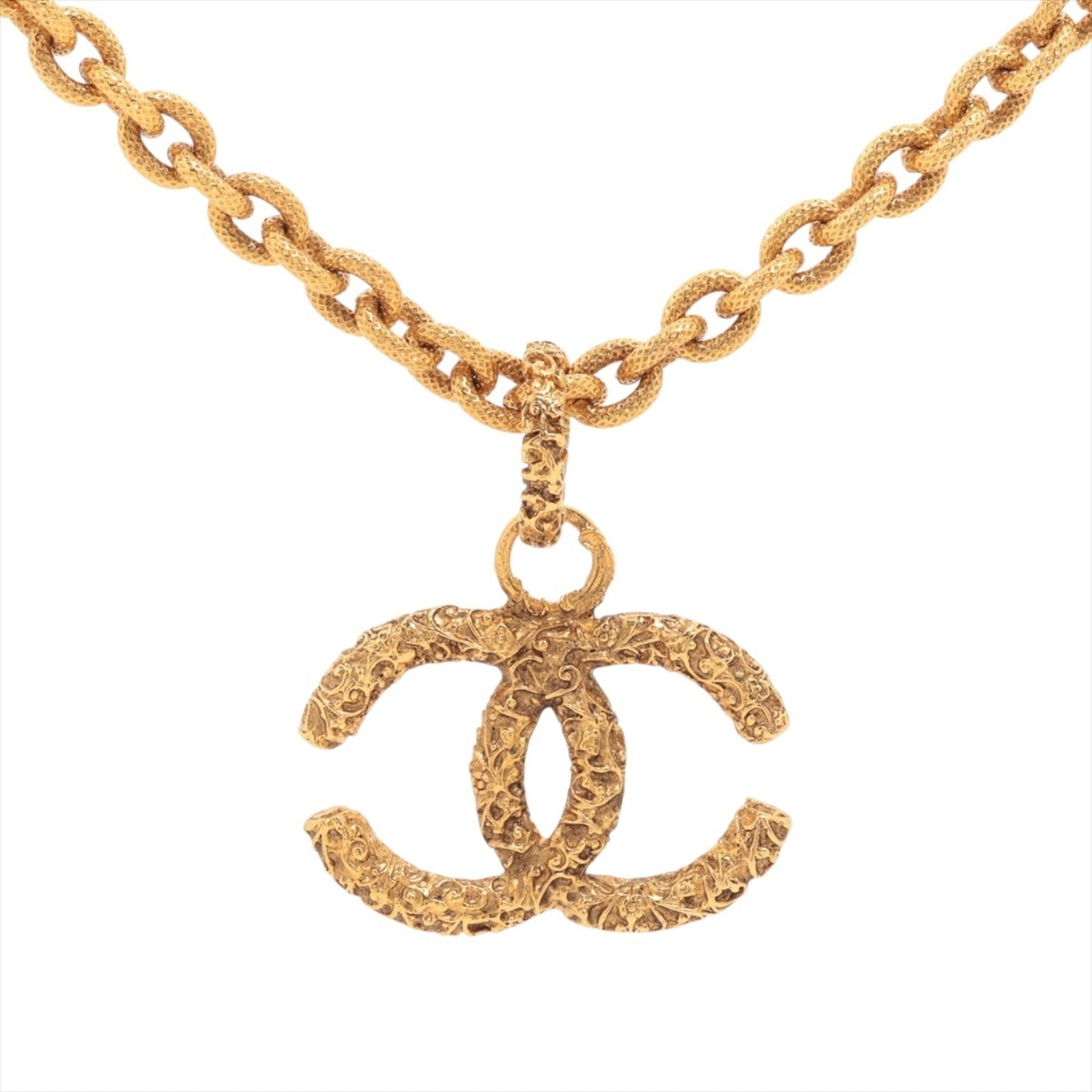 Gold CHANEL 03A 2003 Coco Mark Lava Necklace (1 of 6)