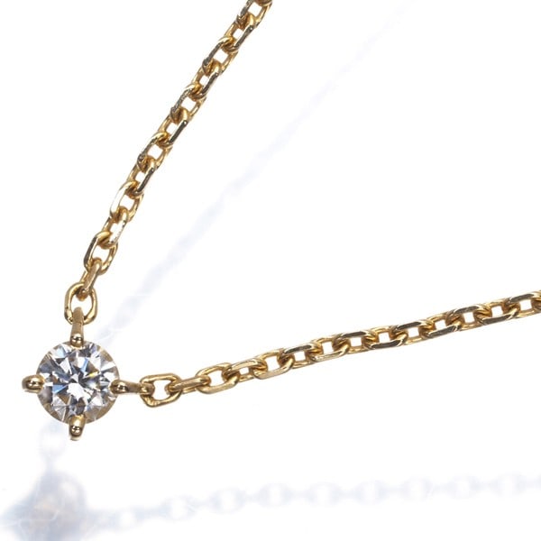 Gold Cartier Necklace Diamond 0.23Ct F Vs2 Vg Solitaire 18K 750 Yellow (1 of 5)
