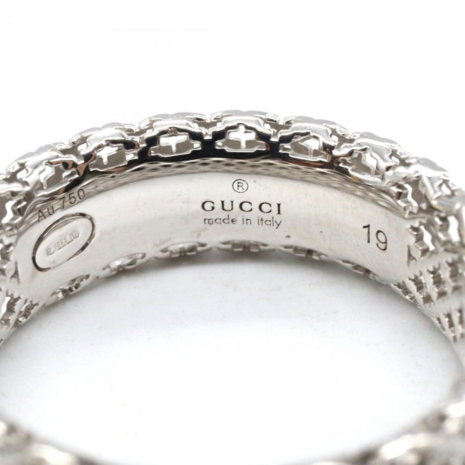 (18K) Gucci Band Ring White Gold - 4