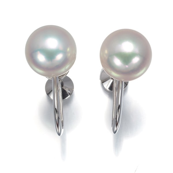 Gold Mikimoto Earrings Akoya Pearl 8.4Mm Solitaire 18K 750 White (1 of 5)