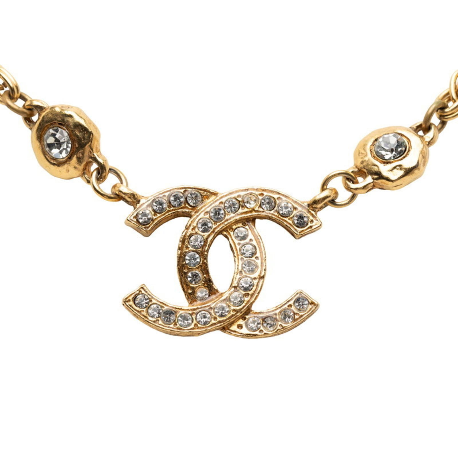CHANEL - Chanel Coco Mark Necklace - Gold Plated with Rhinestones - Women's (1 of 5)