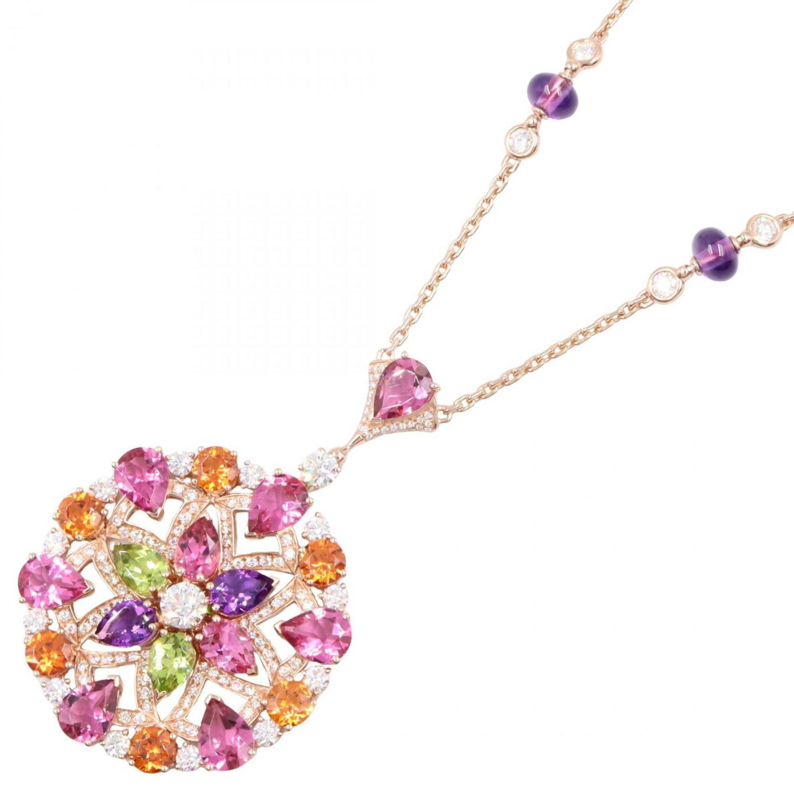 Orange. Item Number: 355907. - Bvlgari Diva's Dream Diamond Necklace in 18K Pink Gold with Diamonds: Orange. Item Number: 355907. - Bvlgari Diva's Dream Diamond Necklace in 18K Pink Gold with Diamonds - Amethyst - Peridot - Tourmaline - and Citrine. Available Gold - Pink This listing features