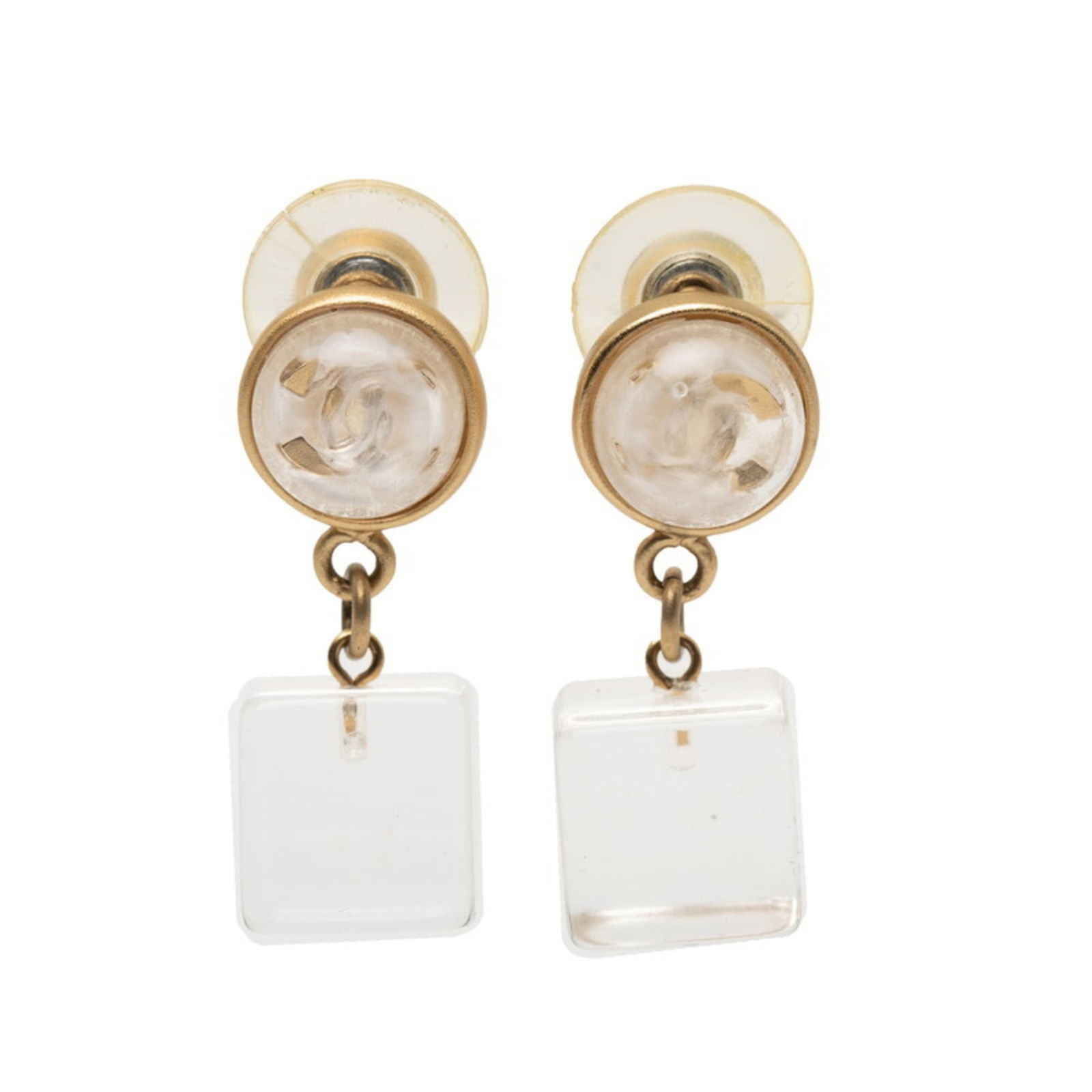 Plastic - Chanel Stud Earrings Gold Plating: Plastic - Chanel Stud Earrings Gold Plating This listing features Plastic - Chanel Stud Earrings Gold Plating. Item specifics are provided below. Item Specifics: Brand: Chanel Type: Stud Earrings Gend