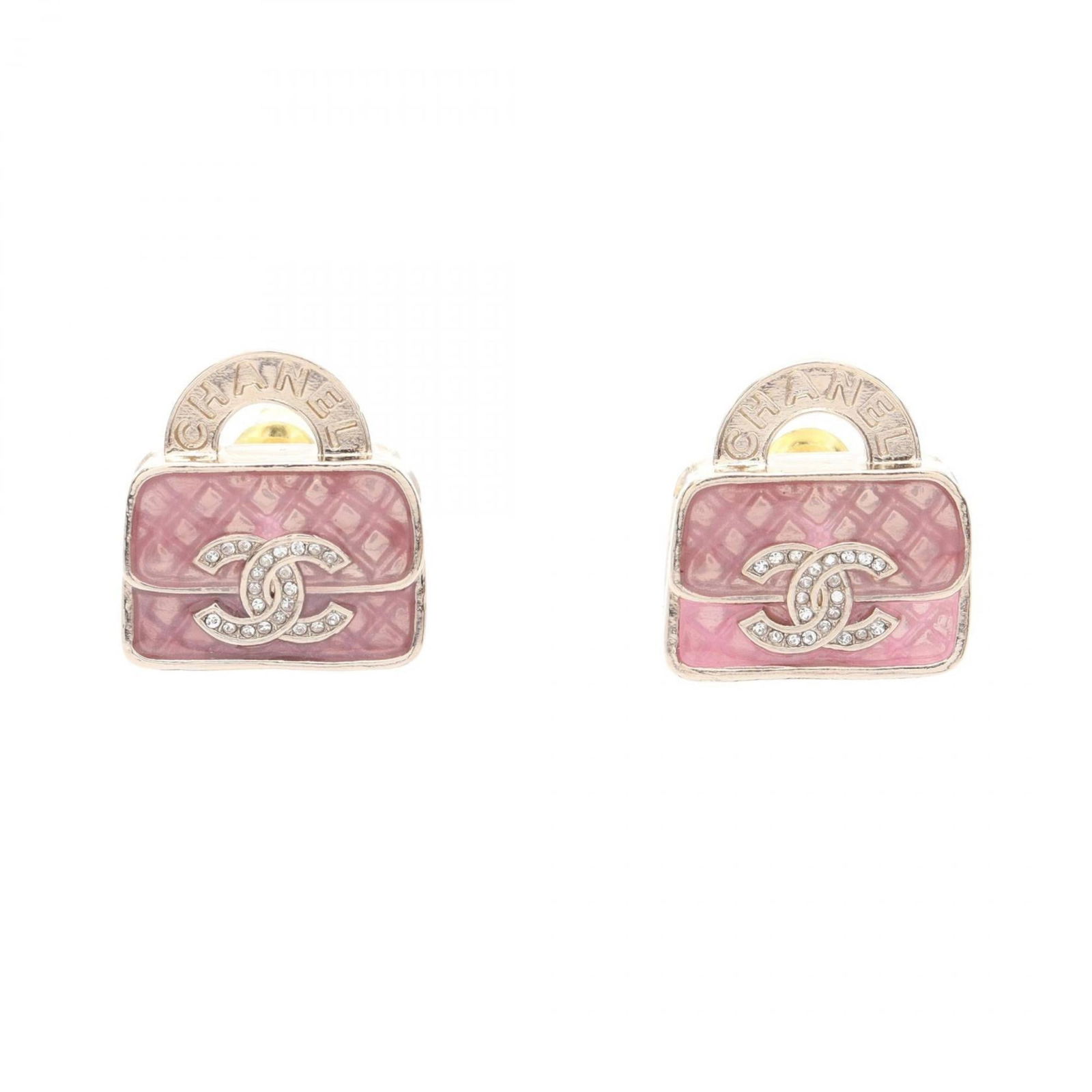 Rhinestone - Chanel Stud Earrings Gold Plating (1 of 4)