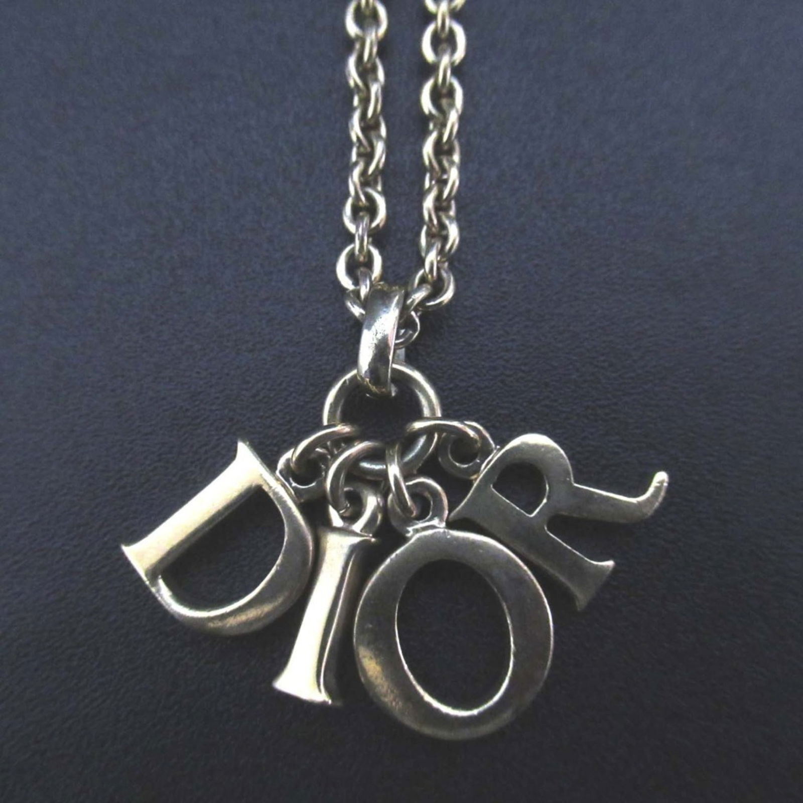 women. Vintage Christian Dior logo charm necklace pendant in GP gold for (1 of 6)