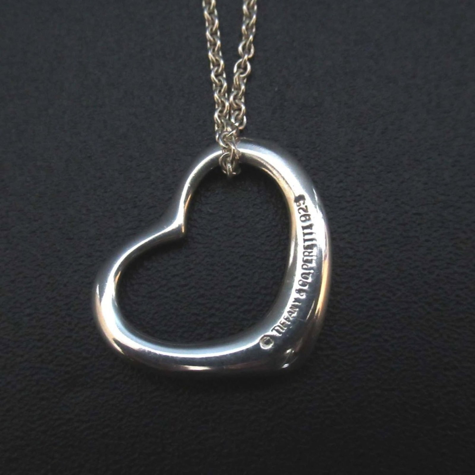 Women Tiffany & Co. Elsa Peretti Open Heart Necklace Pendant in 925 SV Silver for (1 of 6)