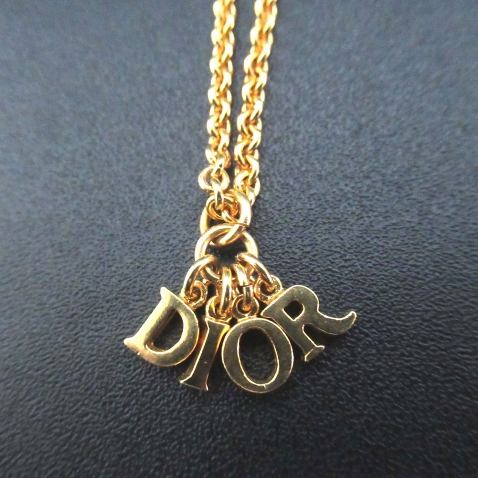 women. Vintage Christian Dior logo charm necklace pendant in GP gold for (1 of 4)