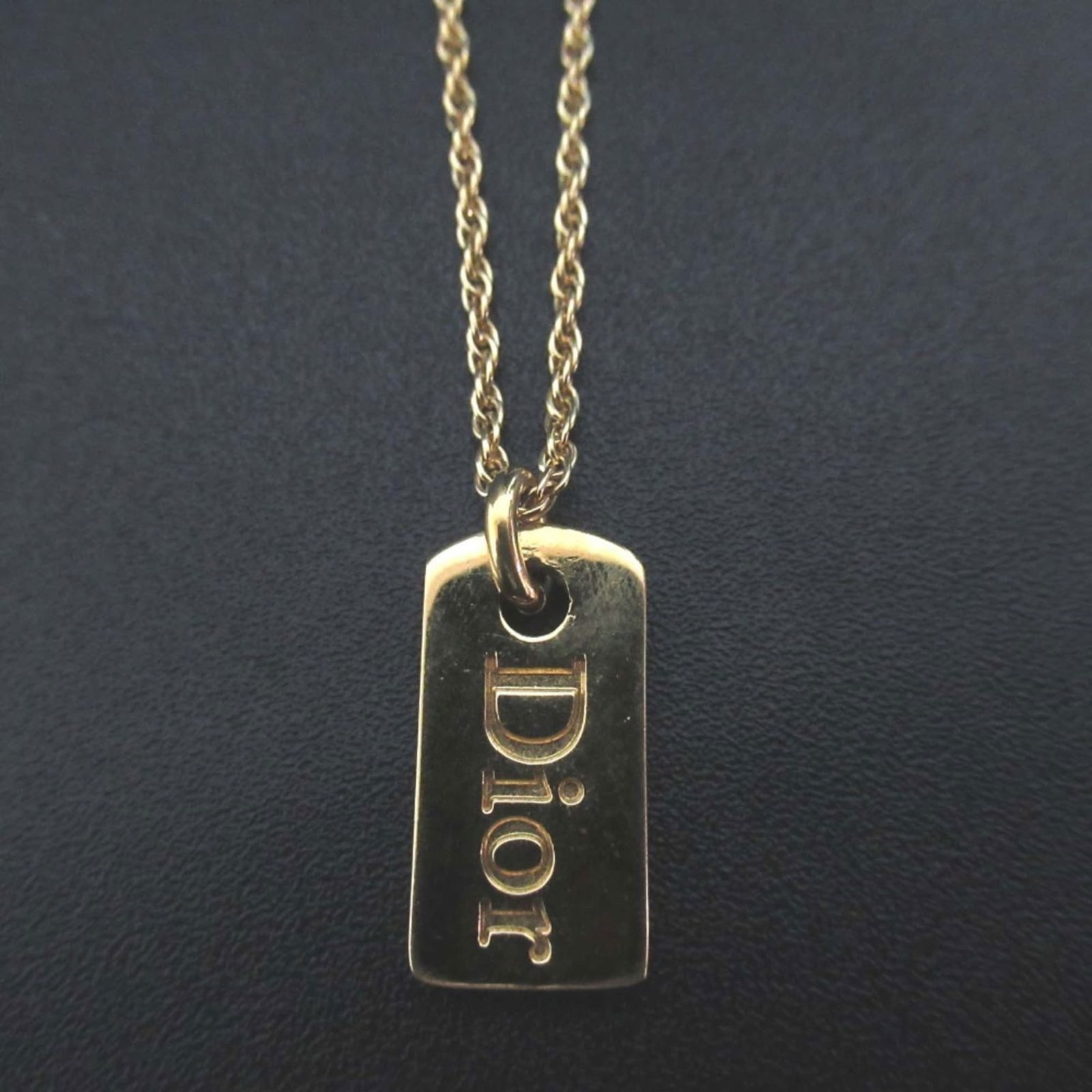 for Women - Vintage Christian Dior Dog Tag Logo Necklace Pendant in Gold - GP (1 of 5)