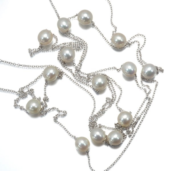 Gold Tasaki Necklace Akoya Pearl 5.5Mm Station Long 18K 750 White (1 of 6)