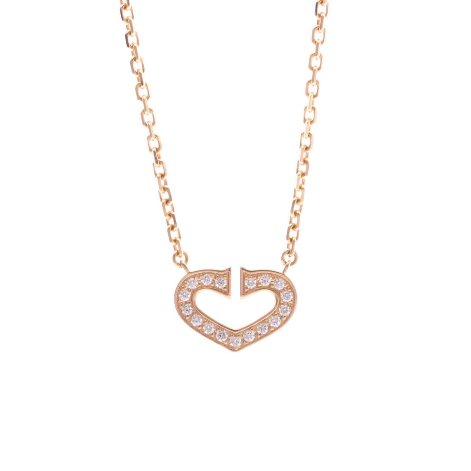 Women Fashion Pendant Necklace (Pink Gold) - Cartier C Heart Diamond Necklace Pink Gold (18K) (1 of 13)
