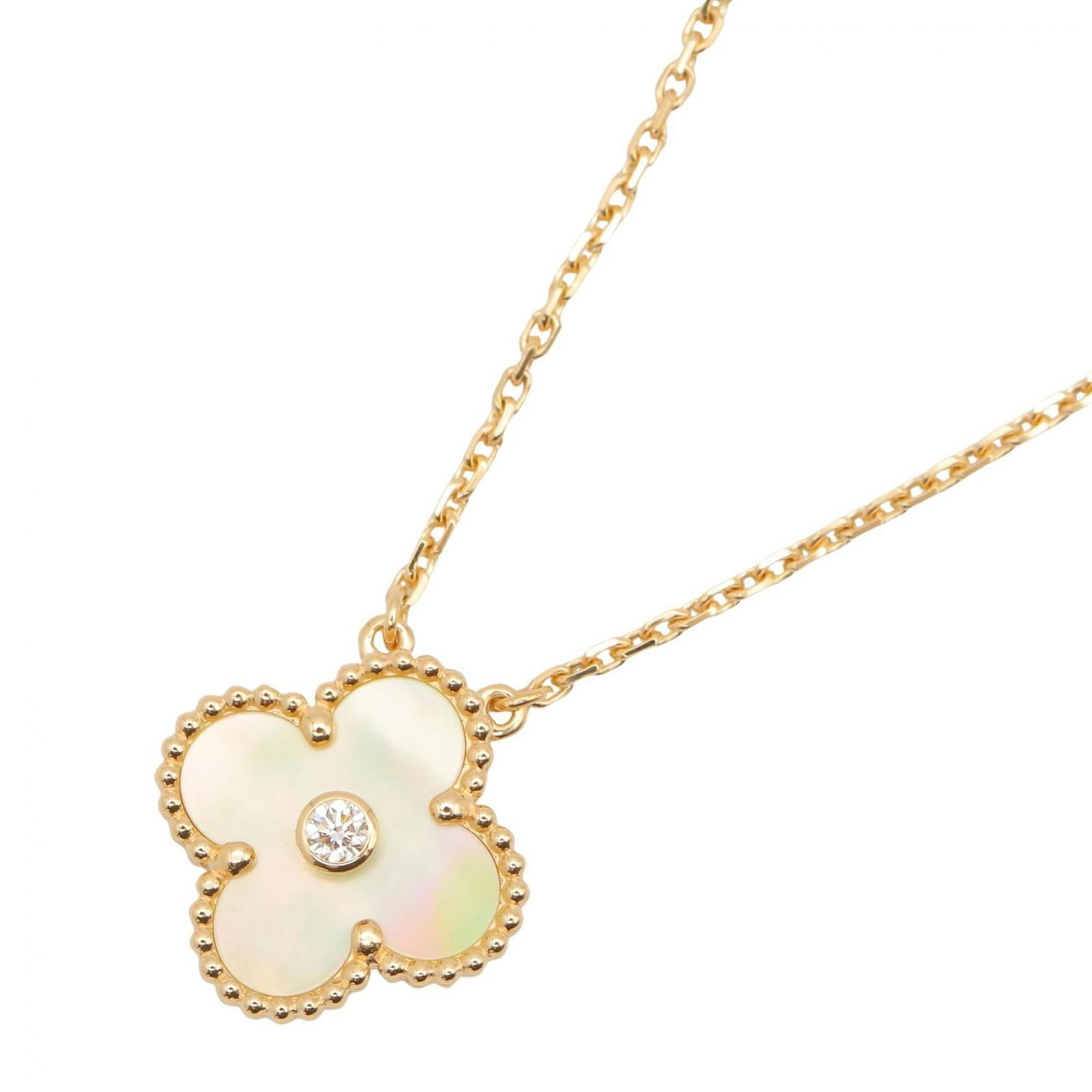 Gold. Van Cleef & Arpels Vintage Alhambra Mother-of-Pearl 1PD Necklace in 18K Yellow Gold with (1 of 5)