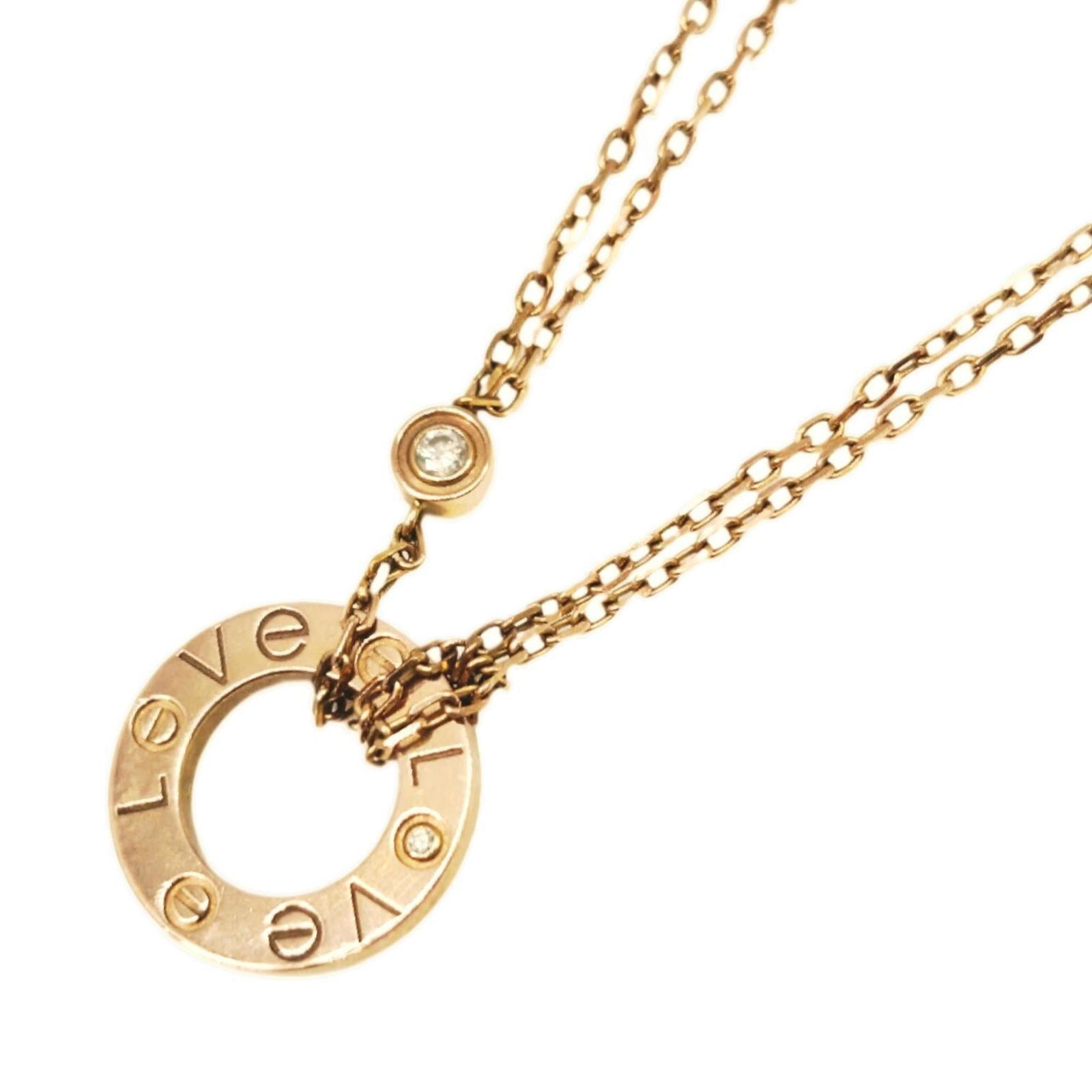 for Men and Women - Cartier Love Circle Necklace - 18KPG Diamond - Double Chain - 750 Round: for Men and Women - Cartier Love Circle Necklace - 18KPG Diamond - Double Chain - 750 Round This listing features for Men and Women - Cartier Love Circle Necklace - 18KPG Diamond - Double Chain - 750