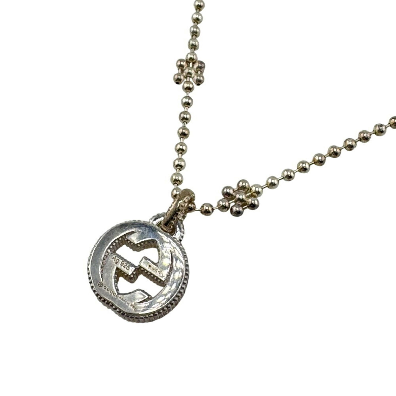 Silver GUCCI Interlocking G Ball Chain Necklace in: Silver GUCCI Interlocking G Ball Chain Necklace in This listing features Silver GUCCI Interlocking G Ball Chain Necklace in. Item specifics are provided below. Item Specifics: Brand: Gucci Necklace