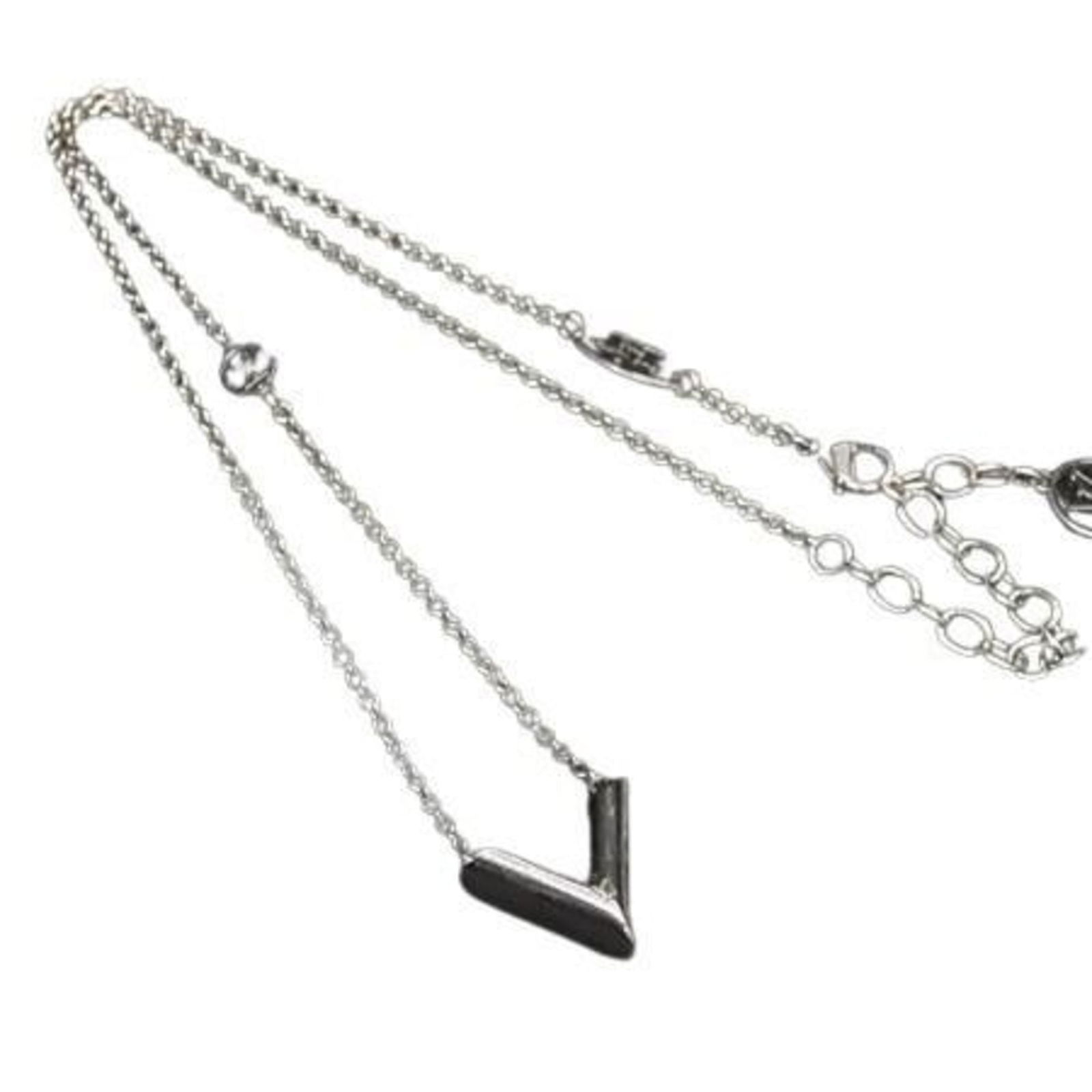 Women's LOUIS VUITTON Essential V Necklace M63197 Silver Metal Men's and (1 of 4)