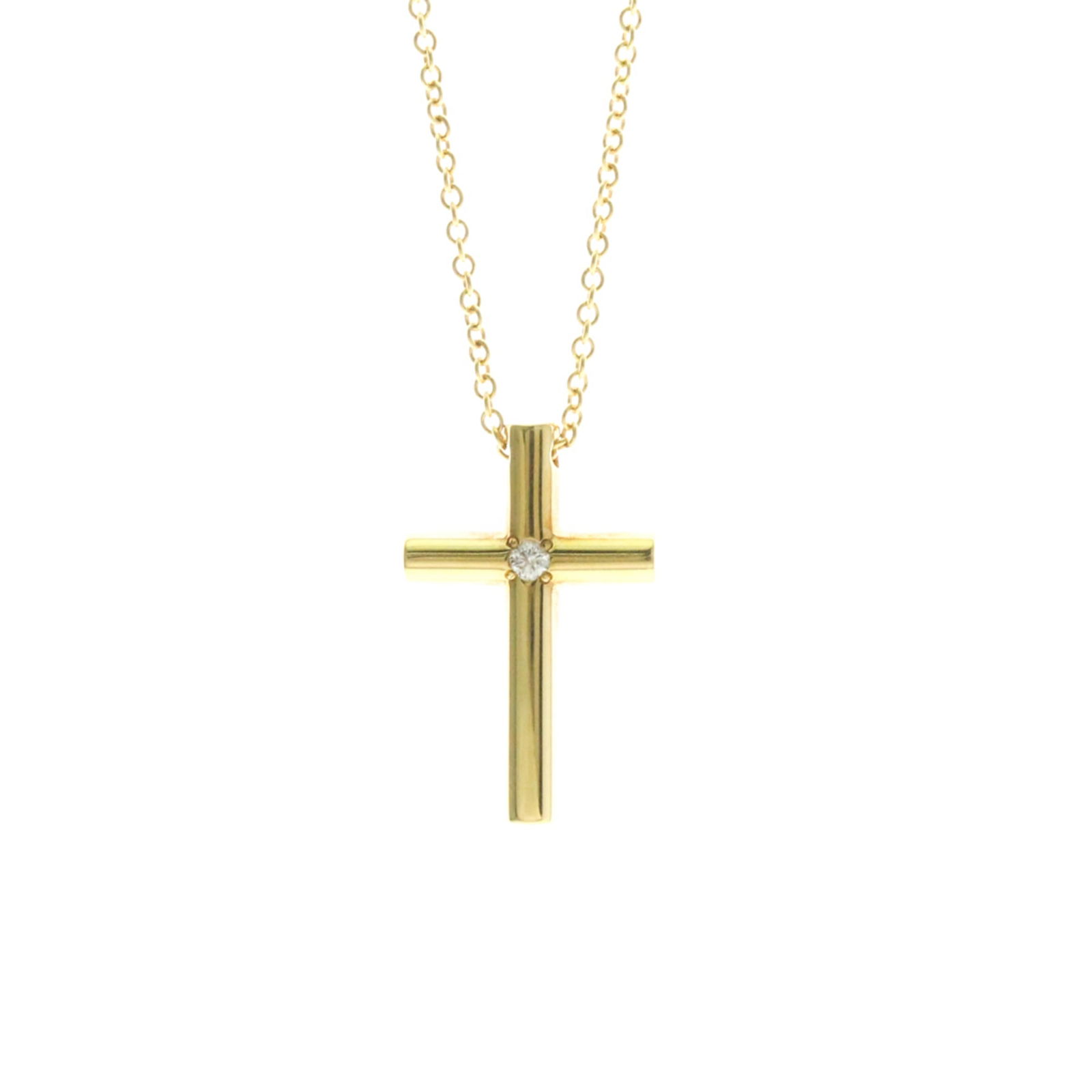 Women Fashion Pendant Necklace (Gold) - Tiffany Cross Diamond Necklace Yellow Gold (18K) Diamond Men (1 of 13)