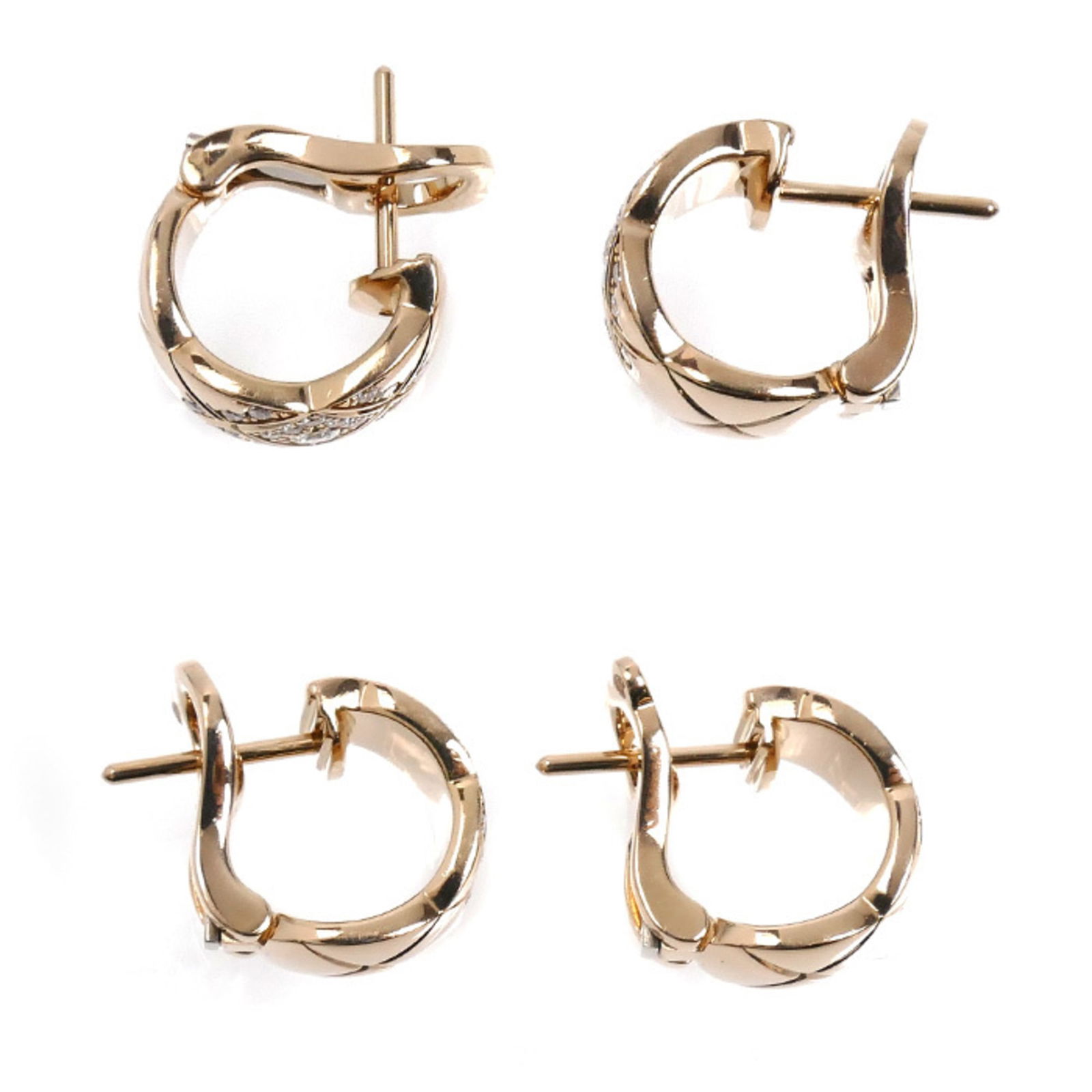 (18K) Chanel Stud Earrings Pink Gold - 2