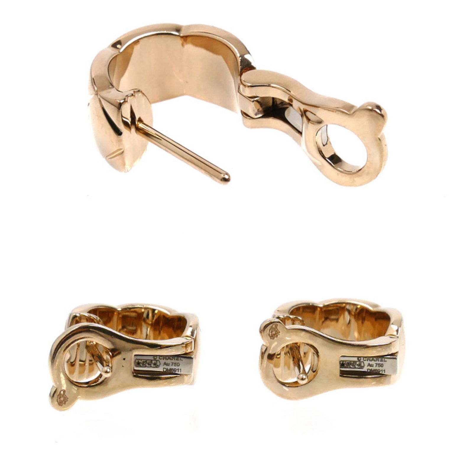 (18K) Chanel Stud Earrings Pink Gold - 3