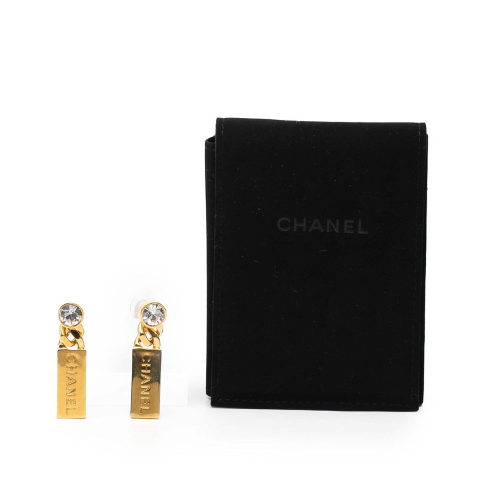 Rhinestone Chanel Stud Earrings - 4