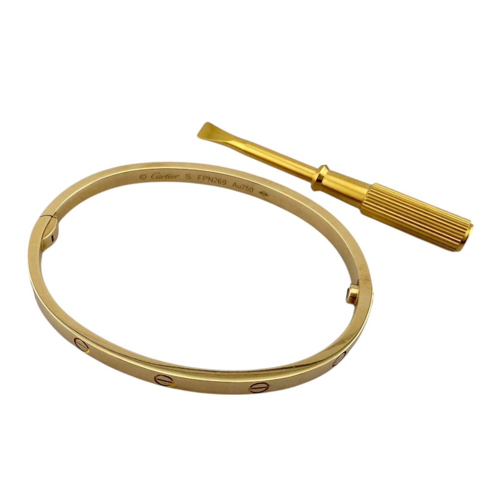 (18K) Cartier Bangle Yellow Gold: (18K) Cartier Bangle Yellow Gold This listing features (18K) Cartier Bangle Yellow Gold. Item specifics are provided below. Item Specifics: Brand: Cartier Type: Bangle Gender: Women Material: Yellow G