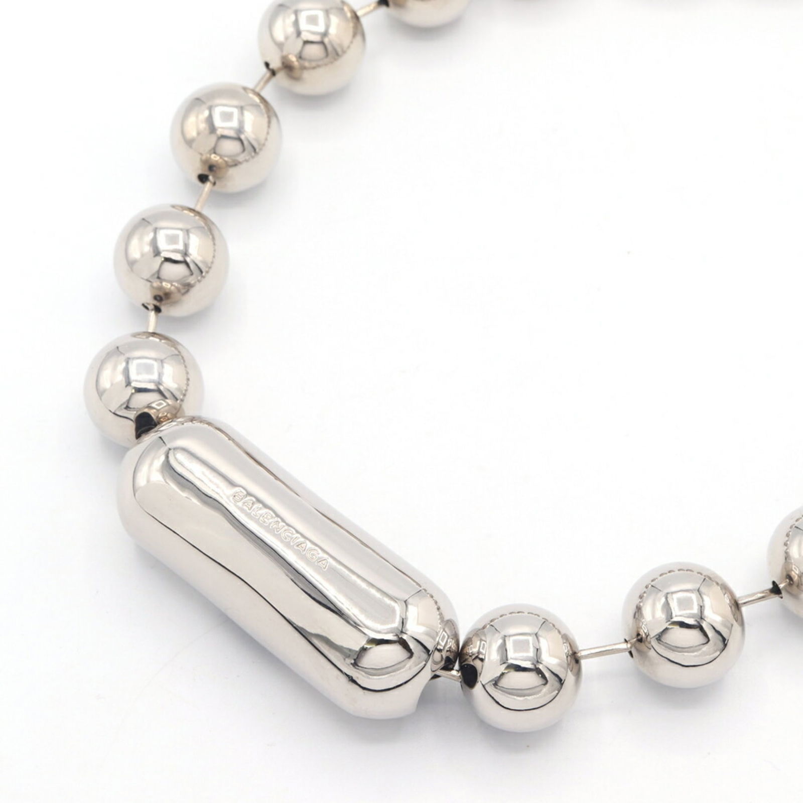BALENCIAGA necklace ball chain silver metal pendant choker large women's (1 of 8)