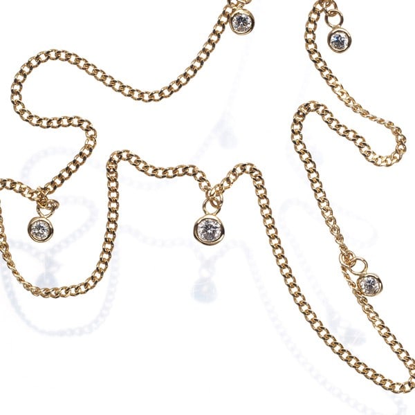 Gold Mariha Necklace Diamond 5P Station 18K 750 Yellow (1 of 4)