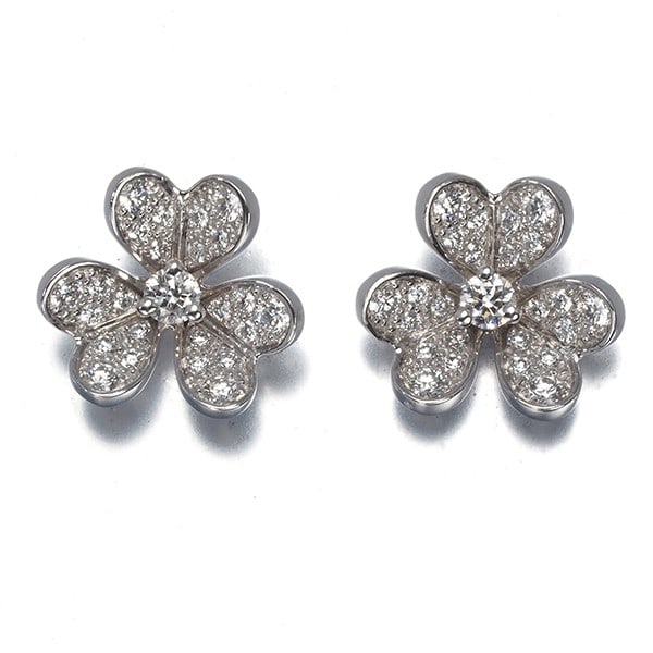 Gold Van Cleef & Arpels Earrings Diamond Frivole Mini 18K 750 White (1 of 5)