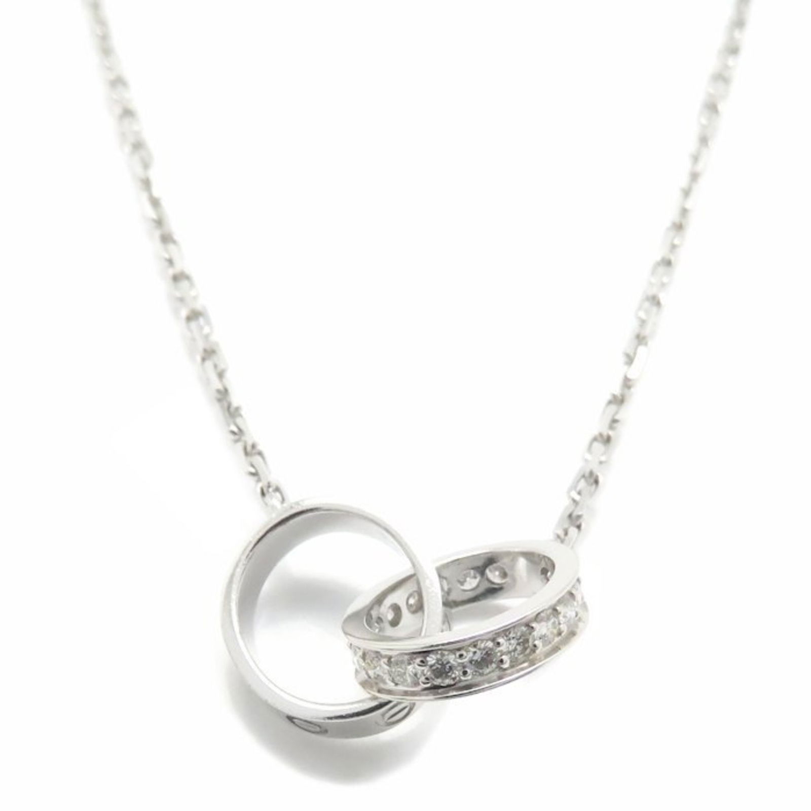 294930 CARTIER Mini Love Necklace Diamond 18K White Gold Women's (1 of 9)