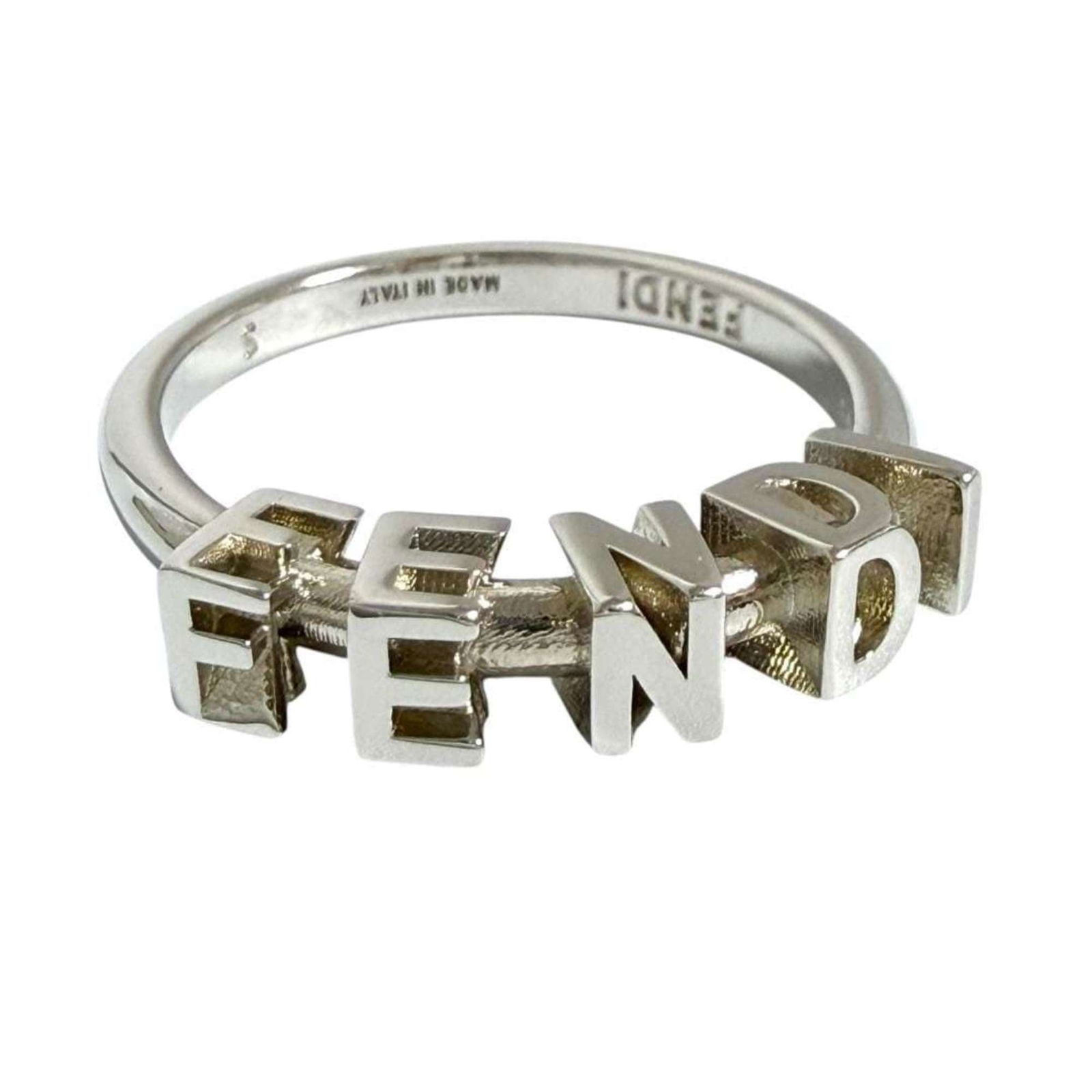 Metal Fendi Band Ring: Metal Fendi Band Ring This listing features Metal Fendi Band Ring. Item specifics are provided below. Item Specifics: Brand: Fendi Type: Band Ring Gender: Men Color: Silver Material: Metal Us Size: 9.