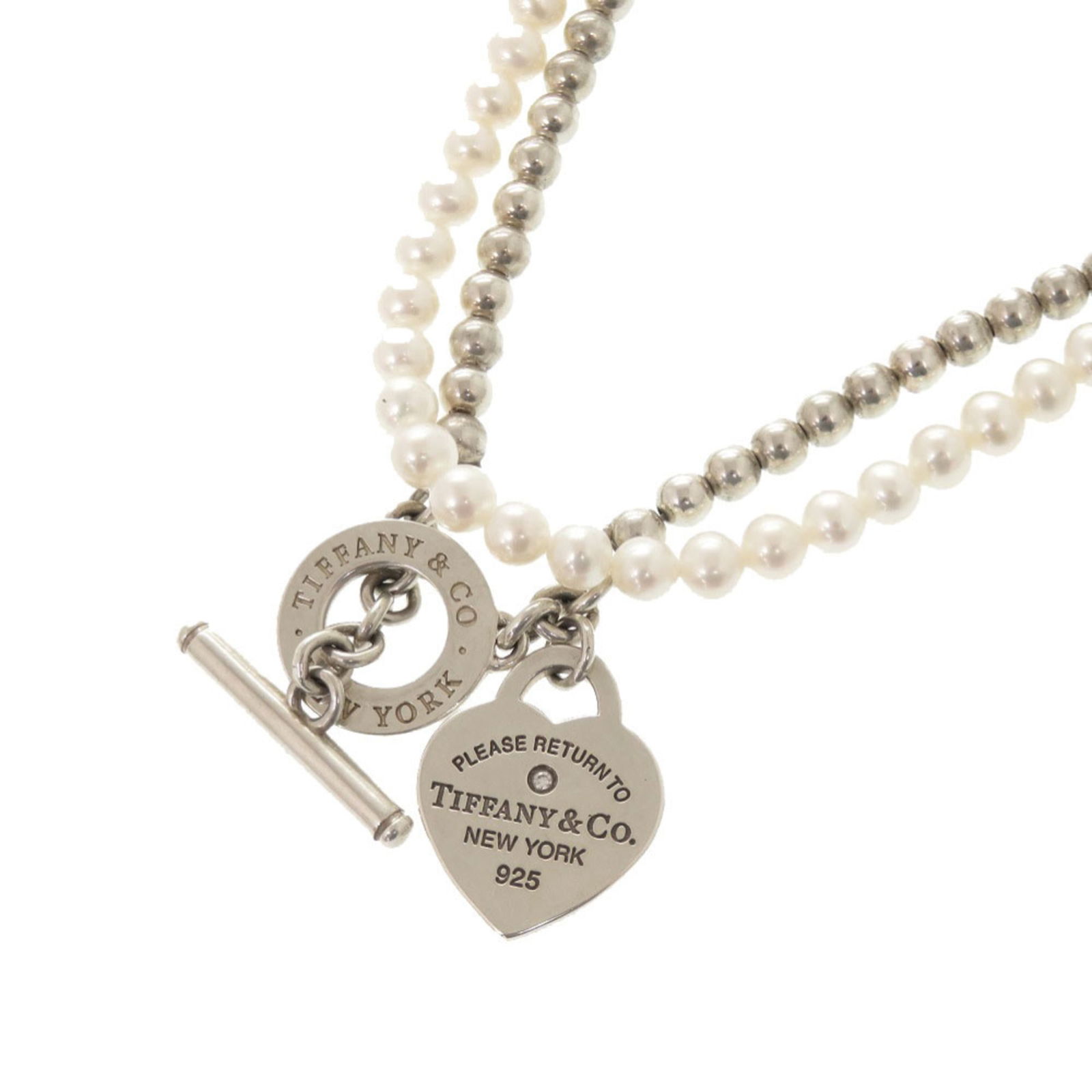 0393 Excellent condition Tiffany Return to Wrap Silver 925 Pearl and Diamond Necklace Jewelry: 0393 Excellent condition Tiffany Return to Wrap Silver 925 Pearl and Diamond Necklace Jewelry This listing features 0393 Excellent condition Tiffany Return to Wrap Silver 925 Pearl and Diamond