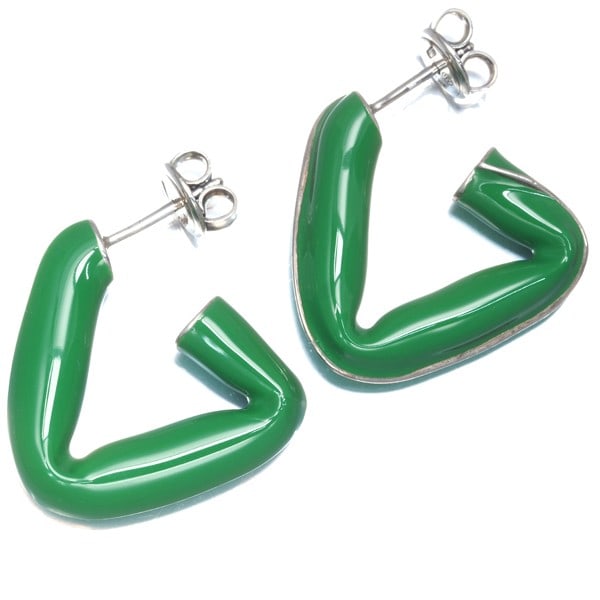 Enamel Bottega Veneta Earrings Triangle Green Hoop 925 Sterling Silver/: Enamel Bottega Veneta Earrings Triangle Green Hoop 925 Sterling Silver/ This listing features Enamel Bottega Veneta Earrings Triangle Green Hoop 925 Sterling Silver/. Item specifics are provided