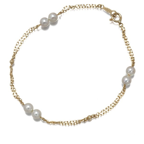 Gold Mikimoto Bracelet Akoya Pearl 4.6Mm Station 18K 750 Yellow (1 of 5)