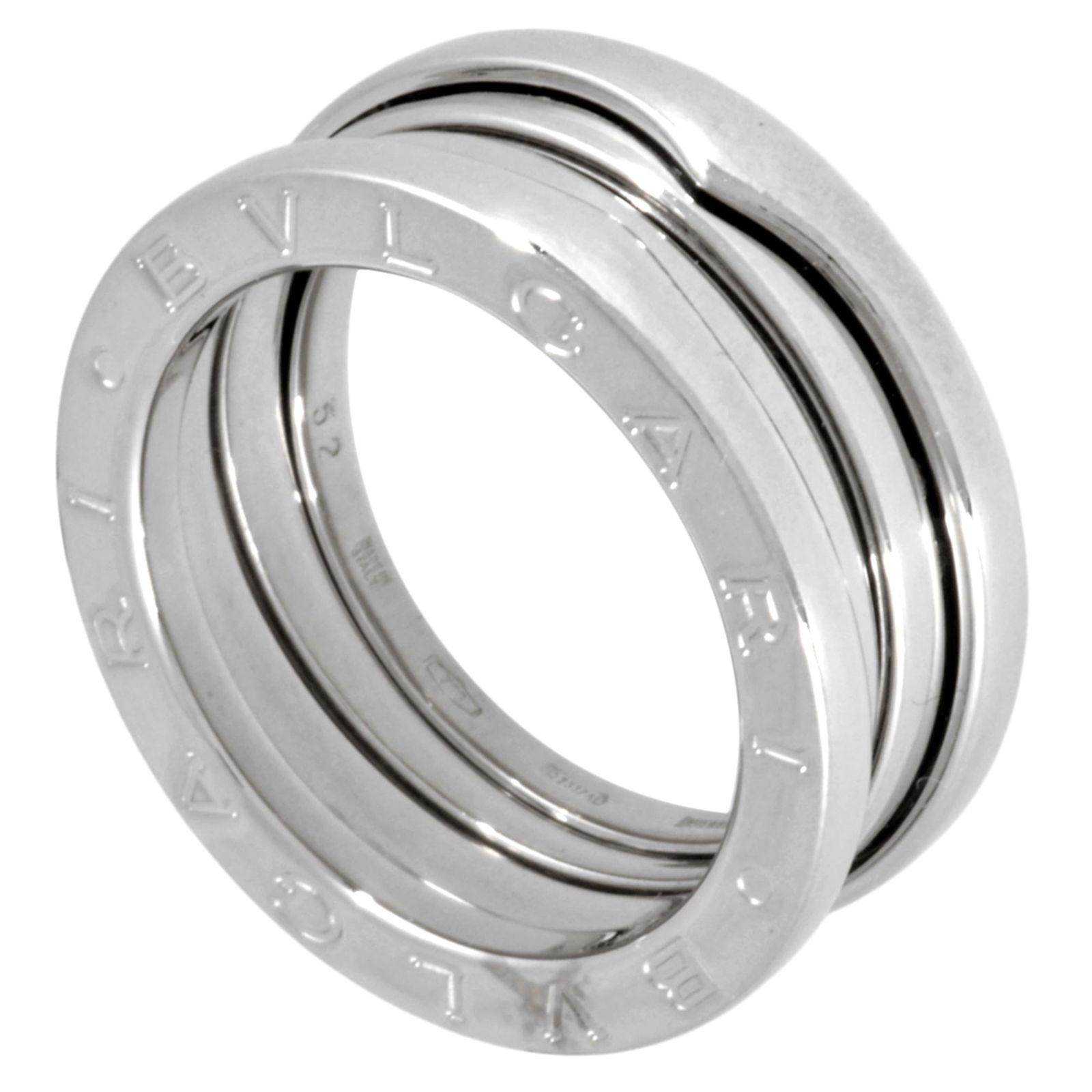 (18K) Bvlgari Band Ring White Gold: (18K) Bvlgari Band Ring White Gold This listing features (18K) Bvlgari Band Ring White Gold. Item specifics are provided below. Item Specifics: Brand: Bvlgari Type: Band Ring Gender: Women Material: