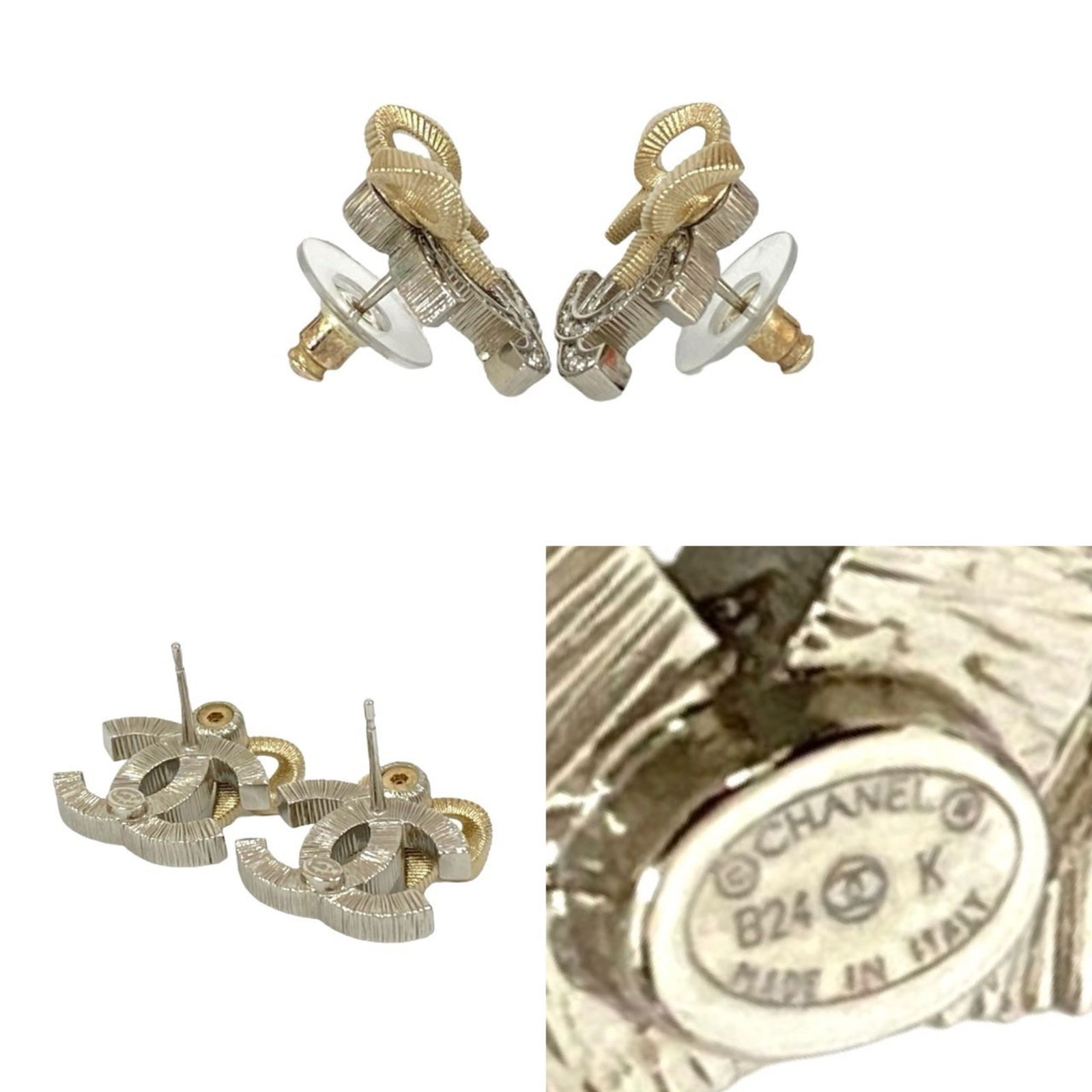 Plating Chanel Stud Earrings Gold - 2