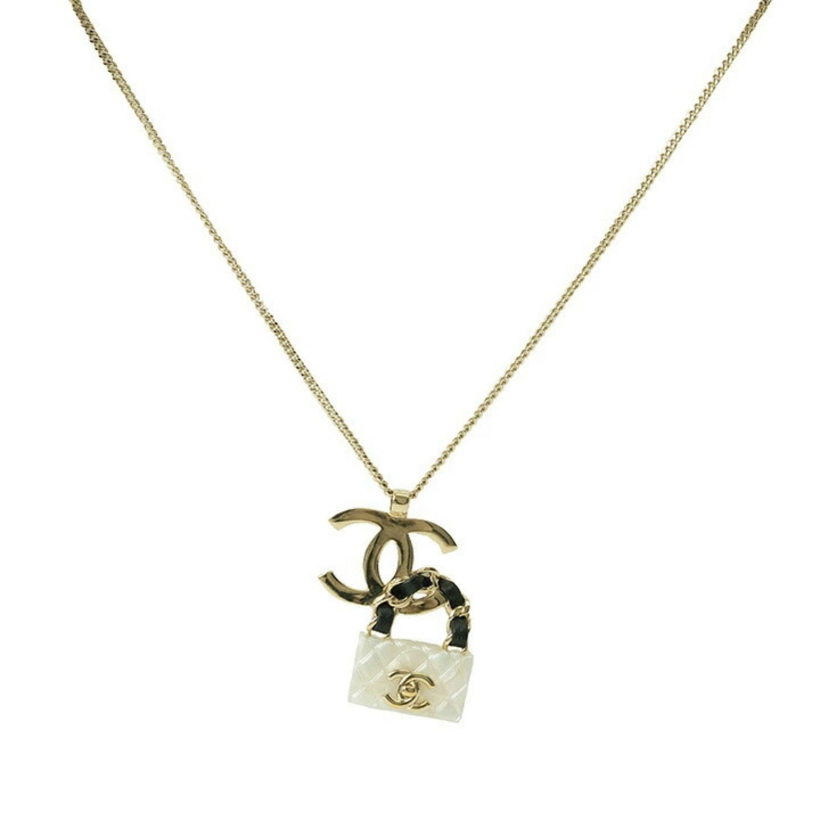 White CHANEL Necklace Pendant Bag Charm Coco Mark Gold: White CHANEL Necklace Pendant Bag Charm Coco Mark Gold This listing features White CHANEL Necklace Pendant Bag Charm Coco Mark Gold. Item specifics are provided below. Item Specifics: Brand: Chanel Ne