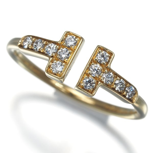 Gold Tiffany&Co. Ring Diamond Tiffany T Wire Us5 18K 750 Yellow (1 of 5)