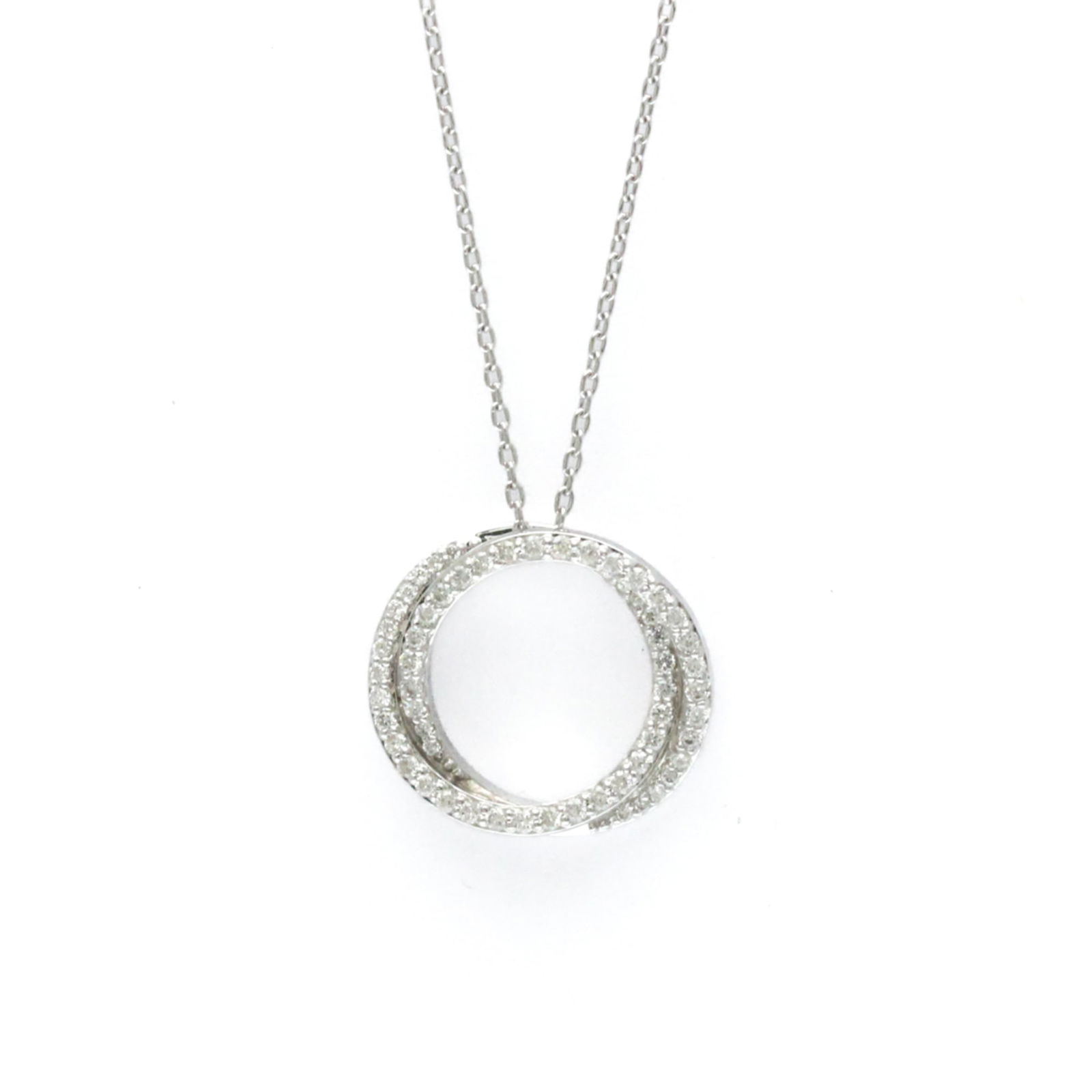 Women Fashion Pendant Necklace (Silver) - Ponte Vecchio Diamond Circle Necklace White Gold (18K) (1 of 13)
