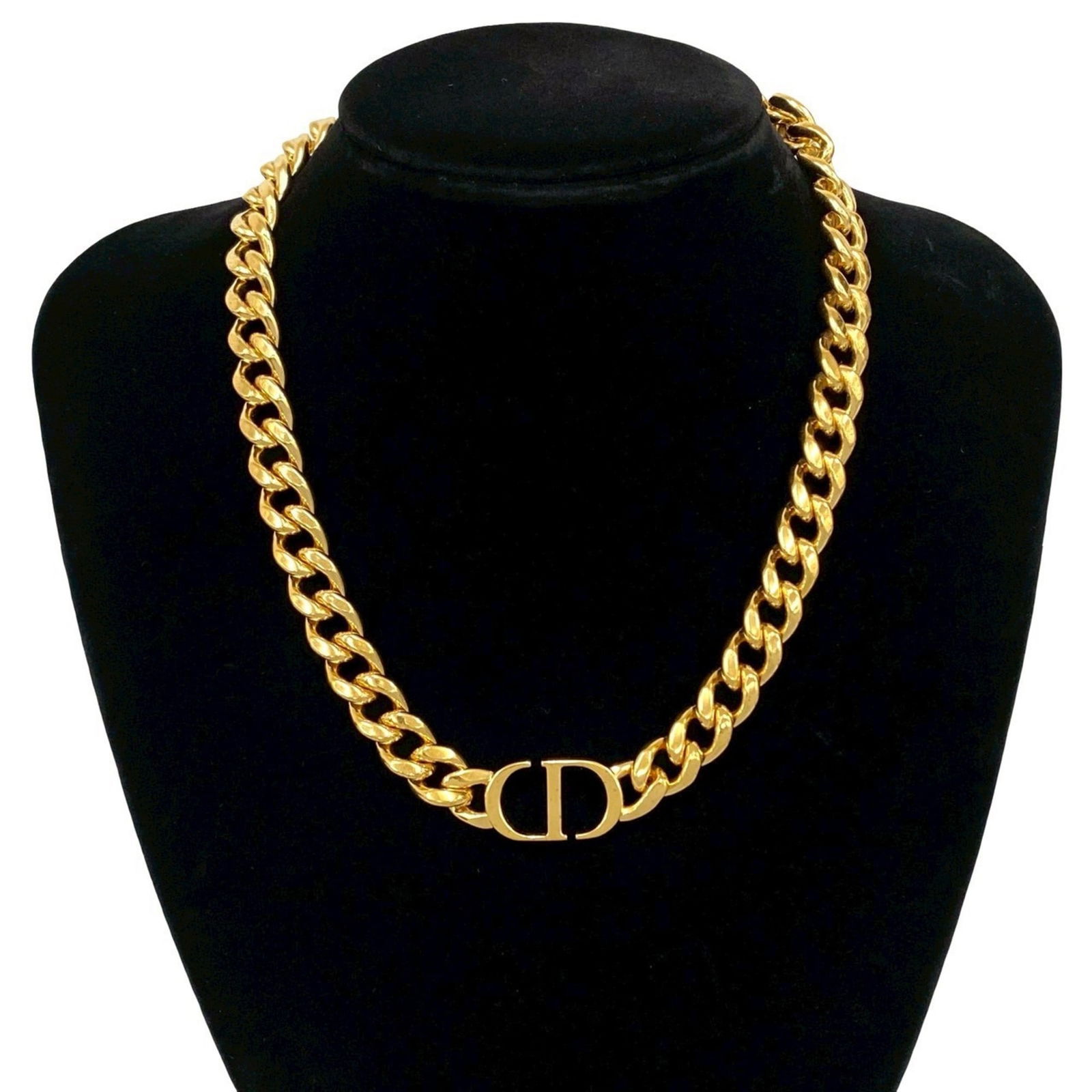 95137 Christian Dior CD Logo GP Necklace Choker Pendant Gold (1 of 4)