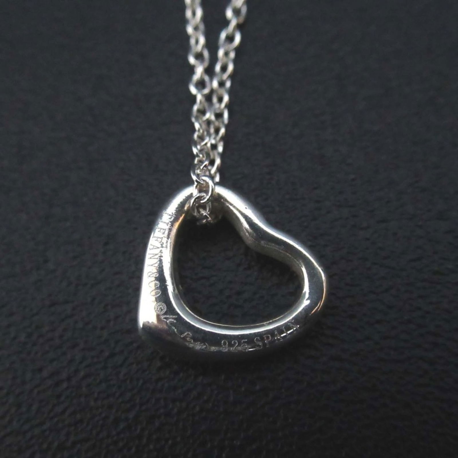 Women Tiffany & Co. Elsa Peretti Mini Open Heart Necklace Pendant in 925 SV Silver for (1 of 7)