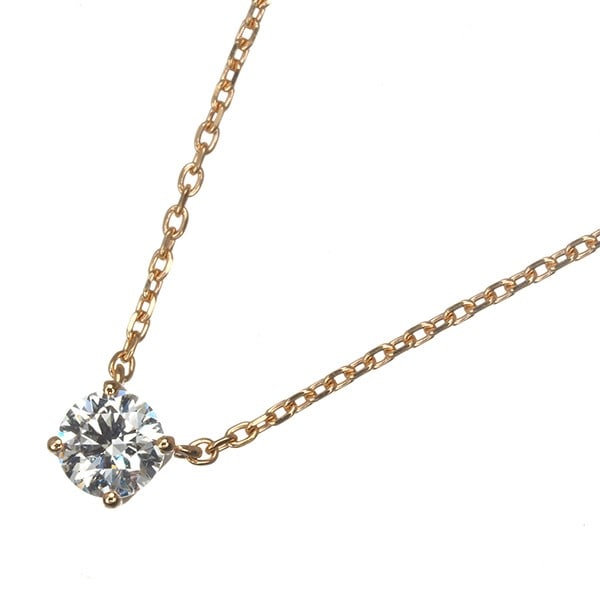 Gold Necklace Diamond 0.174Ct Solitaire 18K 750 Rose (1 of 4)