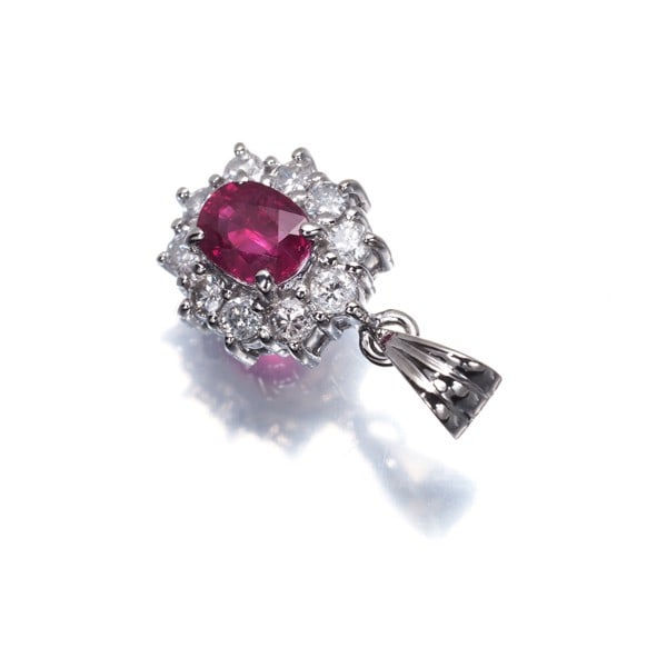 Platinum Ruby 0.59Ct Diamond 0.27Ct Classic Pendant 900 - 2