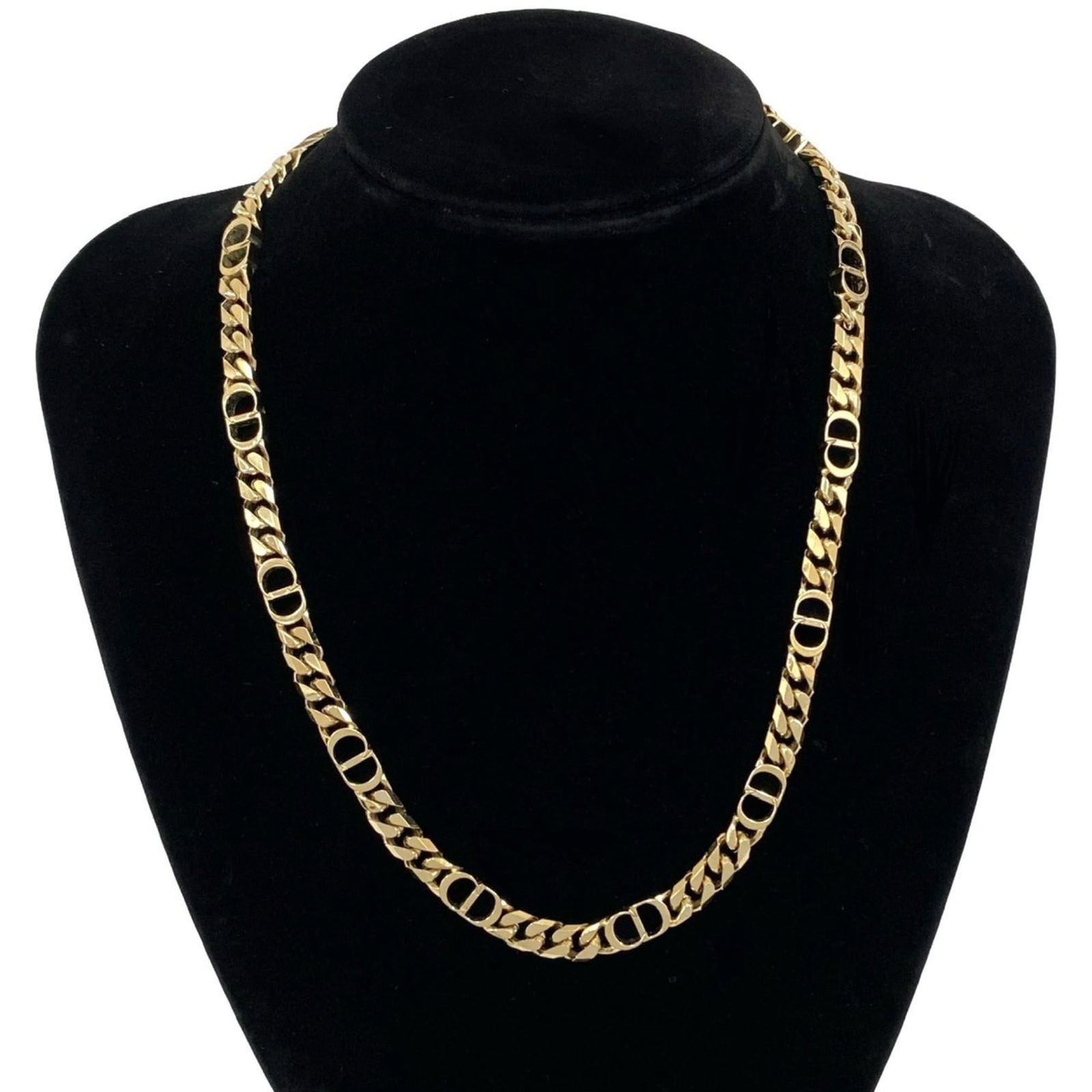 05029 Christian Dior CD Logo GP Necklace Choker Pendant Gold (1 of 4)