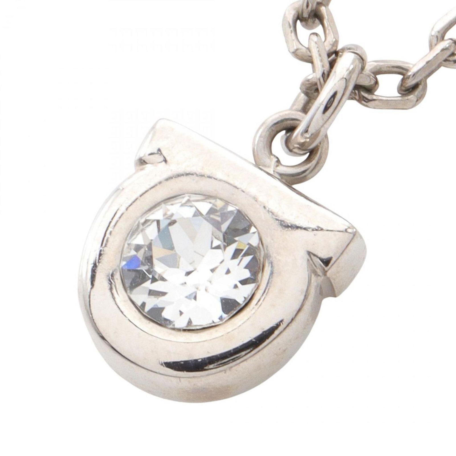 Silver - Salvatore Ferragamo Gancini Necklace in Stainless Steel with Rhinestones: Silver - Salvatore Ferragamo Gancini Necklace in Stainless Steel with Rhinestones This listing features Silver - Salvatore Ferragamo Gancini Necklace in Stainless Steel with Rhinestones. Item