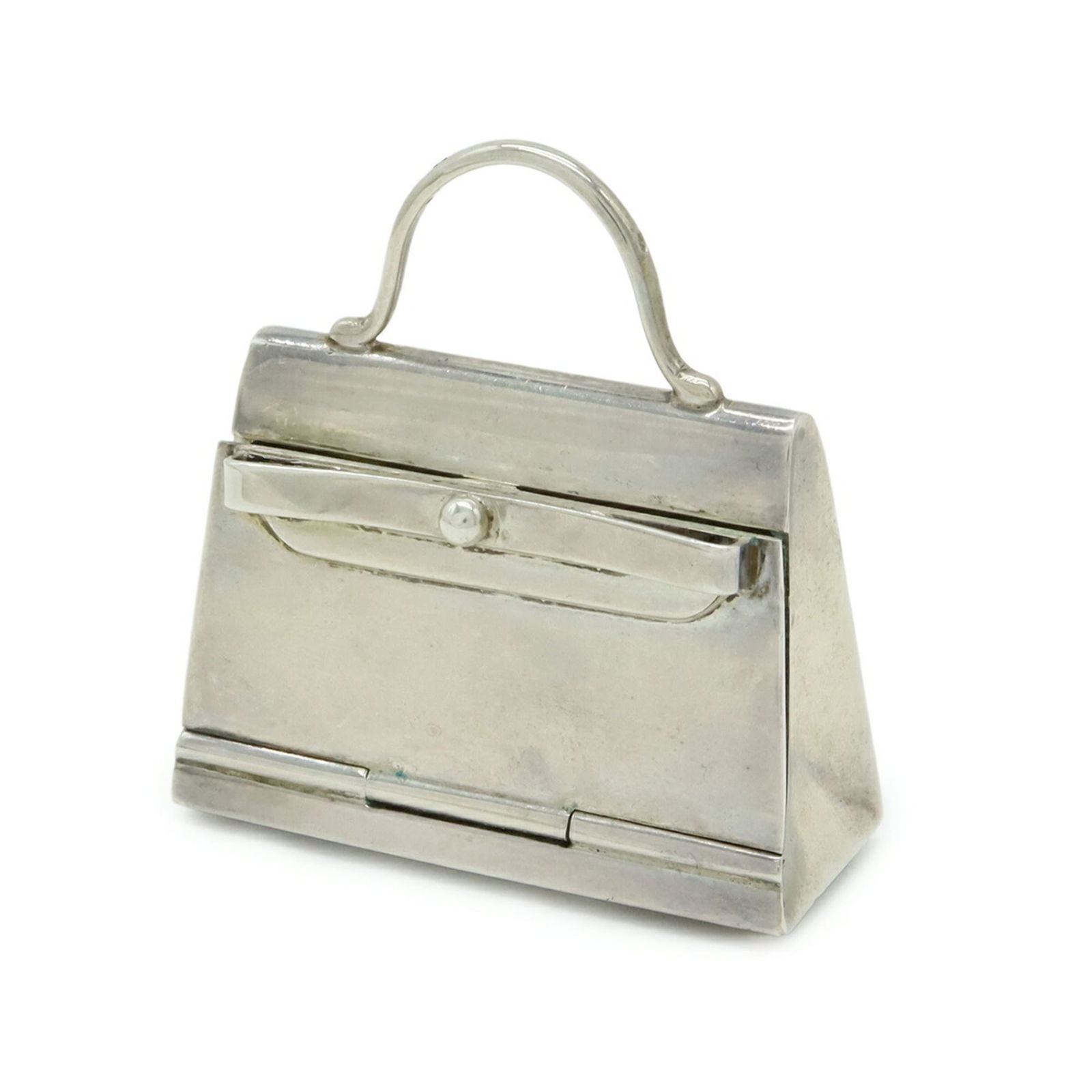925 Sterling Silver - HERMES Herms Pill Case Pendant Top with Kelly Bag Motif (1 of 6)