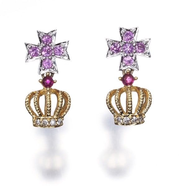 Wg Kasahara Masumi Earrings Diamond Pink Sapphire Ruby Cross Crown 18K Yg/: Wg Kasahara Masumi Earrings Diamond Pink Sapphire Ruby Cross Crown 18K Yg/ This listing features Wg Kasahara Masumi Earrings Diamond Pink Sapphire Ruby Cross Crown 18K Yg/. Item specifics are provided