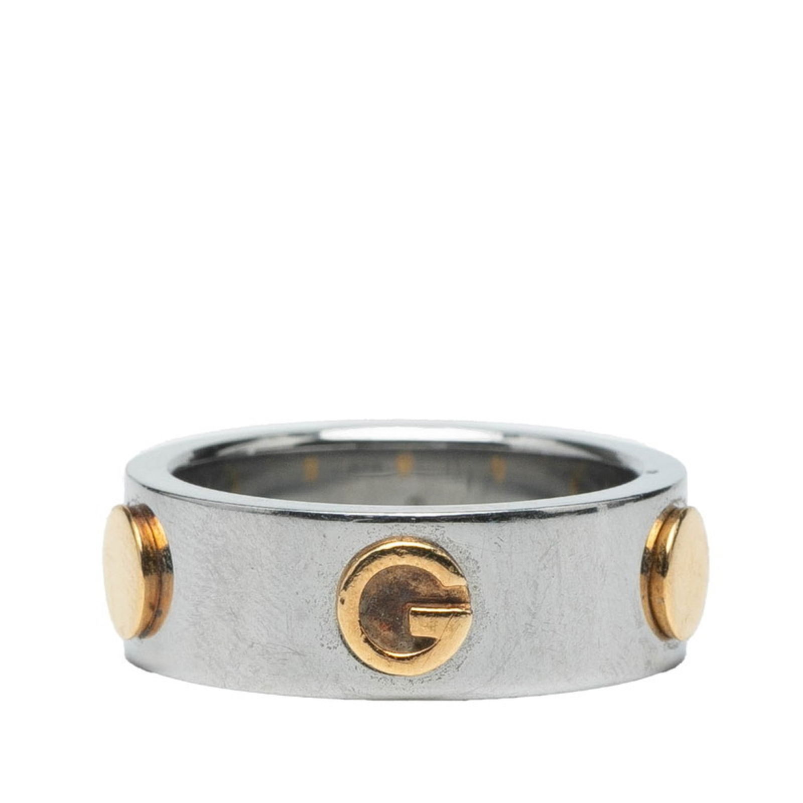 Gold Gucci Band Ring Yellow: Gold Gucci Band Ring Yellow This listing features Gold Gucci Band Ring Yellow. Item specifics are provided below. Item Specifics: Brand: Gucci Type: Band Ring Gender: Women Color: Silver Material: