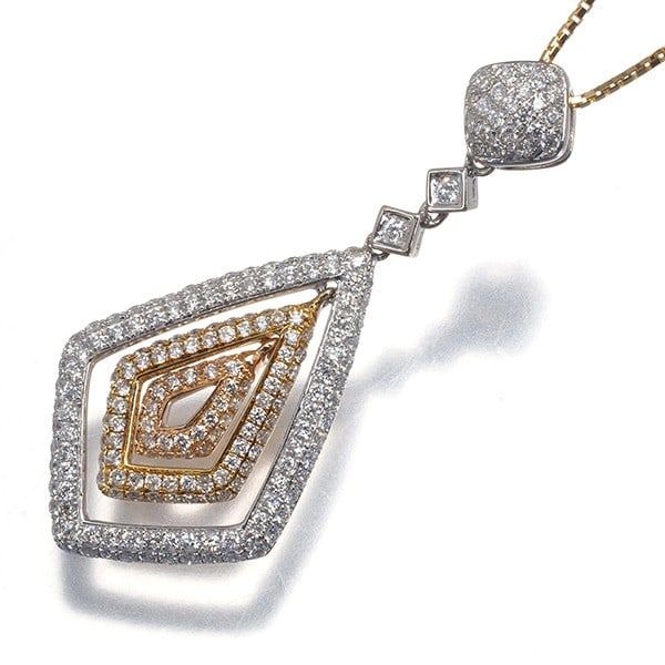 Gold Diamond 1.00Ct Paved Necklace 3Color 18K 750 Yellow White Rose (1 of 4)